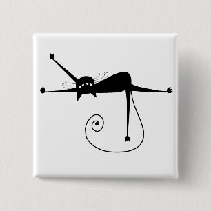 Black Whimsy Kitty 7 15 Cm Square Badge