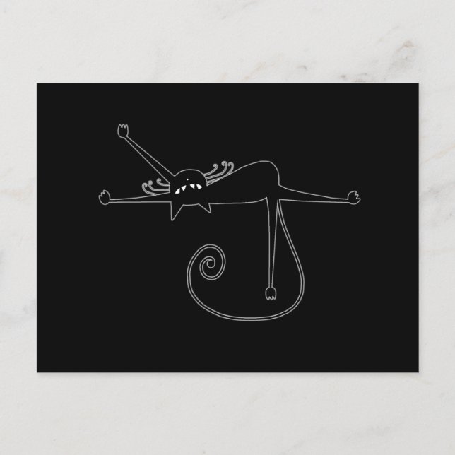 Black Whimsy Kitty 7 Postcard (Front)