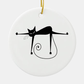 Black Whimsy Kitty 8 Ceramic Tree Decoration