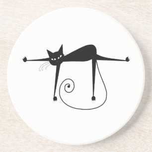 Black Whimsy Kitty 8 Coaster