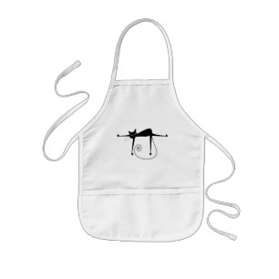 Black Whimsy Kitty 8 Kids Apron