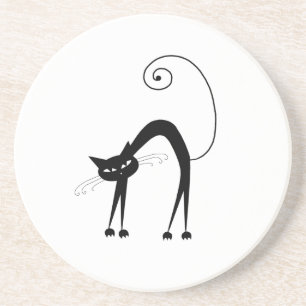 Black Whimsy Kitty 9 Coaster