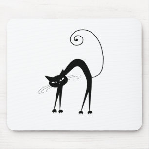 Black Whimsy Kitty 9 Mouse Pad