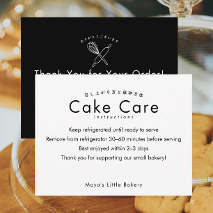 Black Whisk Rolling Pin Cake Care Instructions Thank You Card