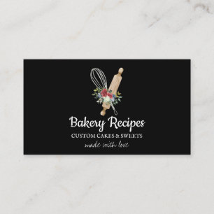 Black Whisk Rolling Pin Home made Bakery Chef Business Card