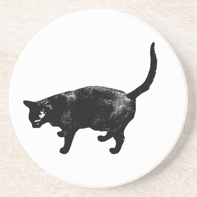 Black Whiskers Meet Candle Glow Coaster (Front)