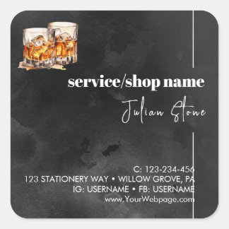 Black whiskey square sticker