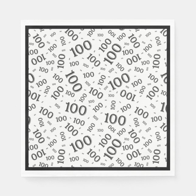 Black/White 100 Random Number Pattern Napkin (Front)