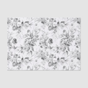Black White 1600s Dutch Still Life Floral Art Tissue Paper