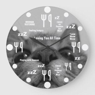 Black&White 17yro kitty Large Clock