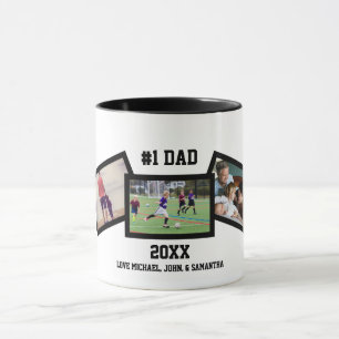 Black White #1 Dad 3 Photo Father's Day Mug