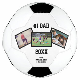 Black White #1 Dad 3 Photo Father's Day Soccer Ball