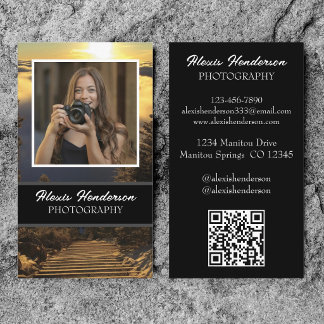 Black & White 1 Photo QR Code Photography Business Card