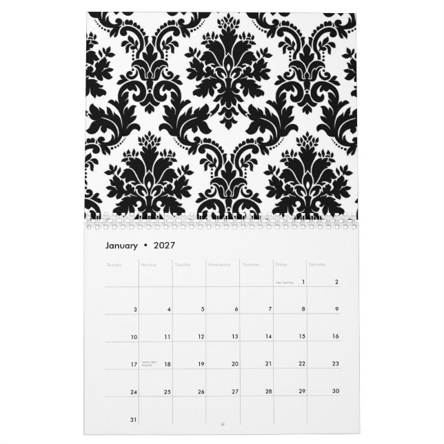 Black & White 2011 Calendar (Jan 2027)