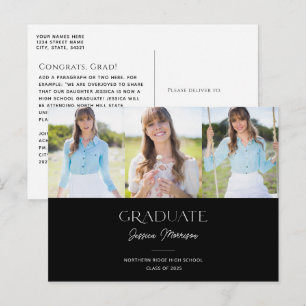 Black & White 2022 Graduate Multi Photo Graduation Postcard