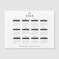Black & White 2025 Calendar Custom Business Logo
