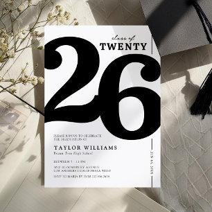 Black & White 2026 Graduation Party Invitation