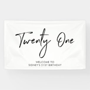 Black & White 21st Birthday Party Welcome Banner