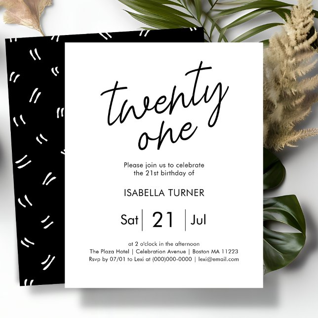 Black & White | 21st Budget Birthday Invitation  (Creator Uploaded)