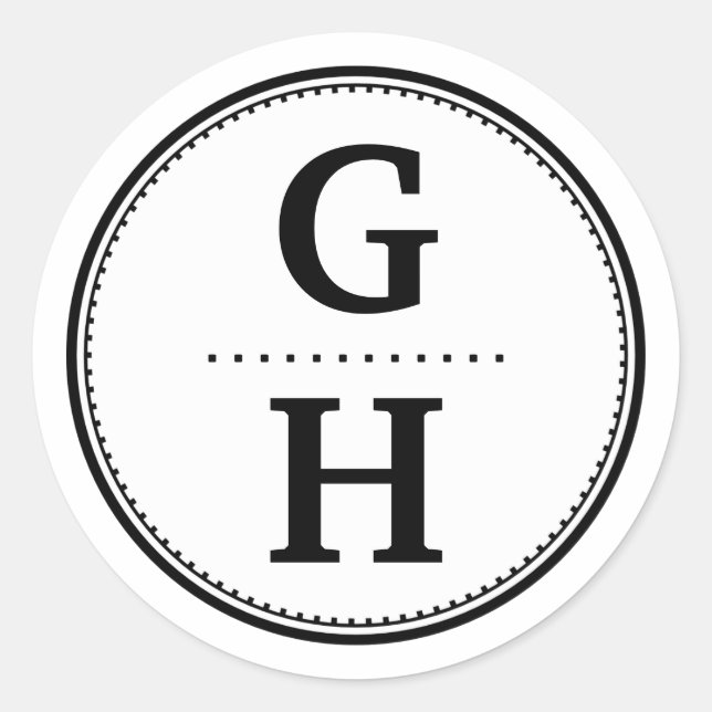 Black white 2 initial letter monogram gift tag (Front)