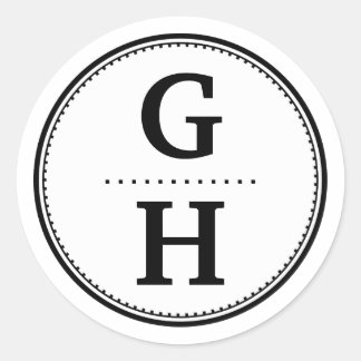 Black white 2 initial letter monogram gift tag
