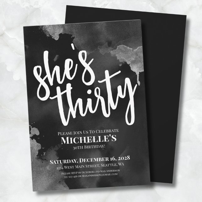 Black White 30th Birthday Invitation (Black White 30th Birthday Invitation)