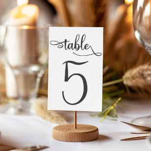 Black white 3.5x5 table number card Table 5