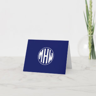 Black White 3 Initial in a Circle Monogram DIY BG Note Card