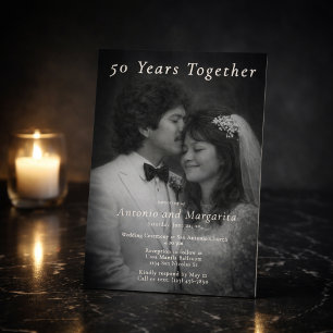 Black White 50 Years Together Vintage Invitation