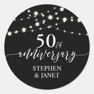 Black & White 50th Wedding Anniversay Celebration Classic Round Sticker
