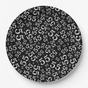  Black/White 55th Random Number Pattern Paper Plate