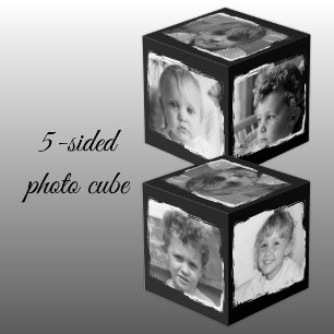 Black white 5 family pictures photo cube