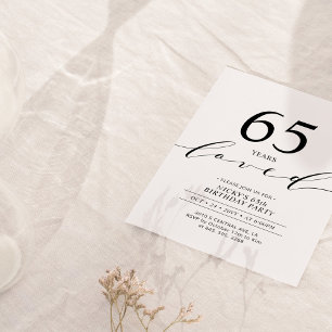 Black & White 65 Years Loved 65th Birthday Party Invitation