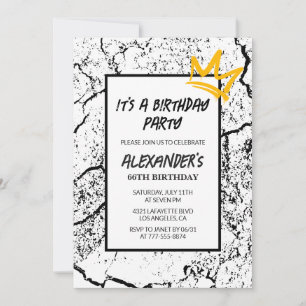 Black White 66th birthday invitation Men Graffiti 