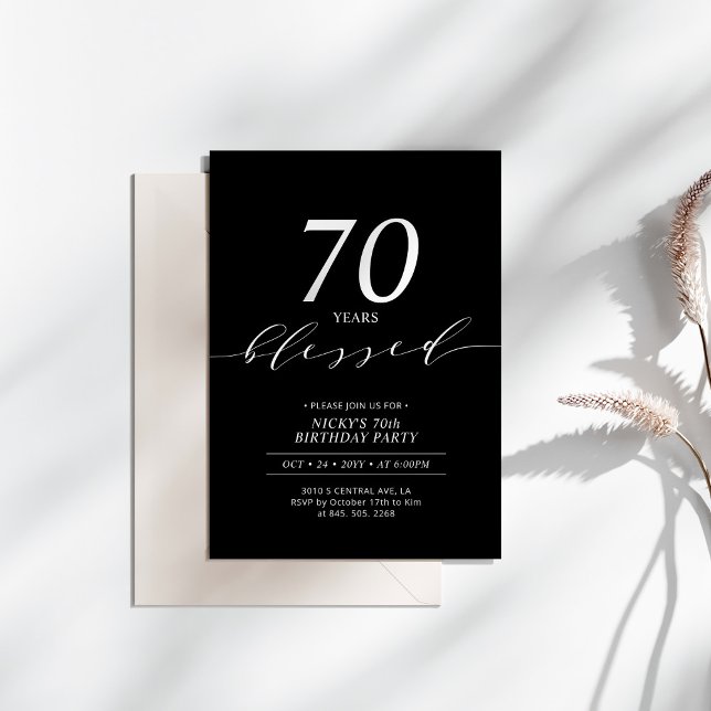 Black & White | 70 Years Loved 70th Birthday Party Invitation (Creator Uploaded)