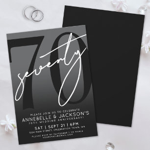 Black White 70th Anniversary Party Invitation