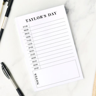 Black & White 7 AM - 7 PM Daily Planning Post-it Notes