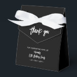 Black & White | 80th Birthday Party Thank you Favour Box<br><div class="desc">Give thanks to your guests with this personalised birthday party favour box. This design features chic brush lettering "Thank you" "Your name's 80th Birthday Party. This custom favour box will add a personal touch to your special celebrations. Matching invitations and party supplies are available at my shop BaraBomDesign.</div>