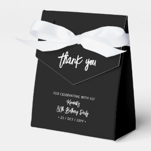 Black & White 80th Birthday Party Thank you Favour Box