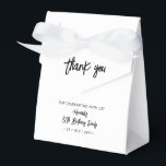 Black & White | 80th Birthday Party Thank you Favour Box<br><div class="desc">Give thanks to your guests with this personalised birthday party favour box. This design features chic brush lettering "Thank you" "Your name's 80th Birthday Party. This custom favour box will add a personal touch to your special celebrations. Matching invitations and party supplies are available at my shop BaraBomDesign.</div>
