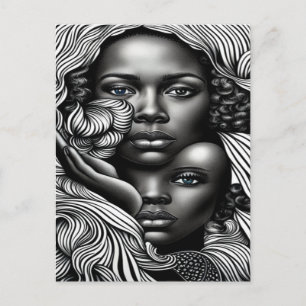 Black & White Abstract African American Women Postcard
