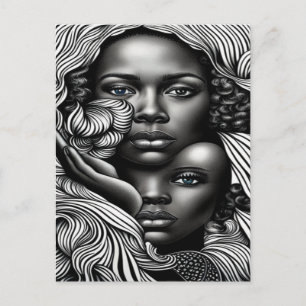 Black & White Abstract African American Women Postcard
