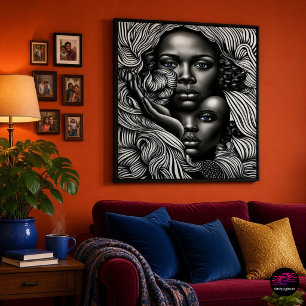 Black & White Abstract African American Women Poster