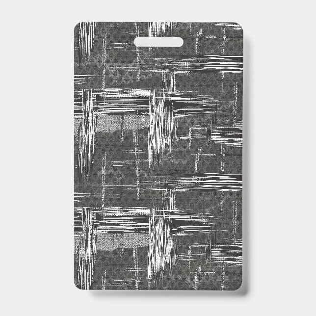 Black White Abstract Art Interior Design Texture ID Badge (Front)