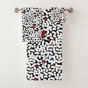 Black white abstract bath towel set