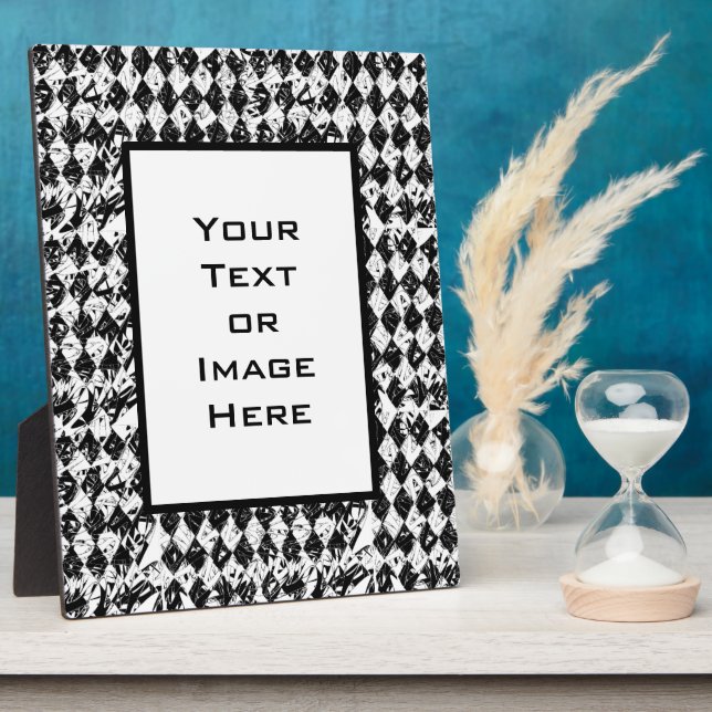 Black & White Abstract Diamonds Plaque (Side)