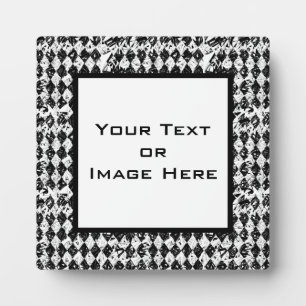 Black & White Abstract Diamonds Plaque