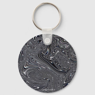 Black & White Abstract Digital Art Key Ring