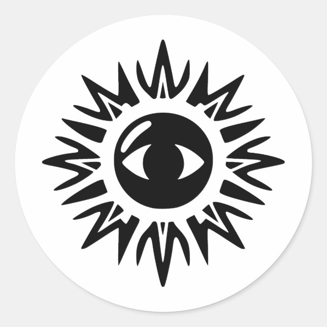 Black & White Abstract Eye Artwork Classic Round Sticker (Front)