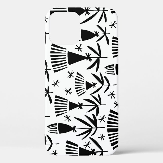 Black White Abstract Flowers: Elegant Pattern Case-Mate iPhone Case (Back)